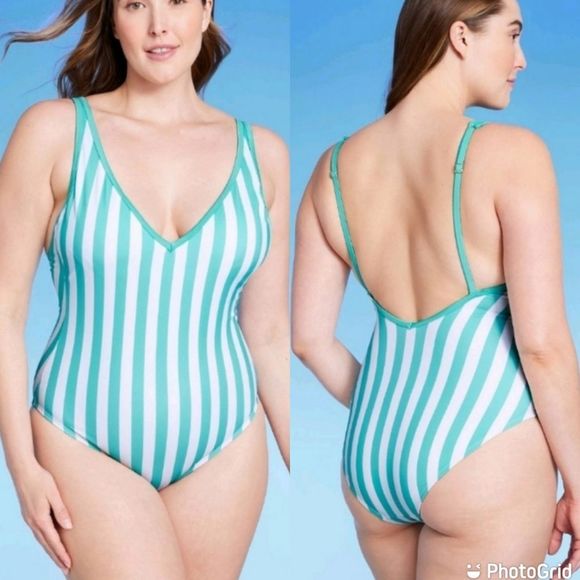 Kona Sol Other - 3/$20 🦋 NWOT Kona Sol One Piece Swimsuit Blue Striped Women’s 14W Plus Size